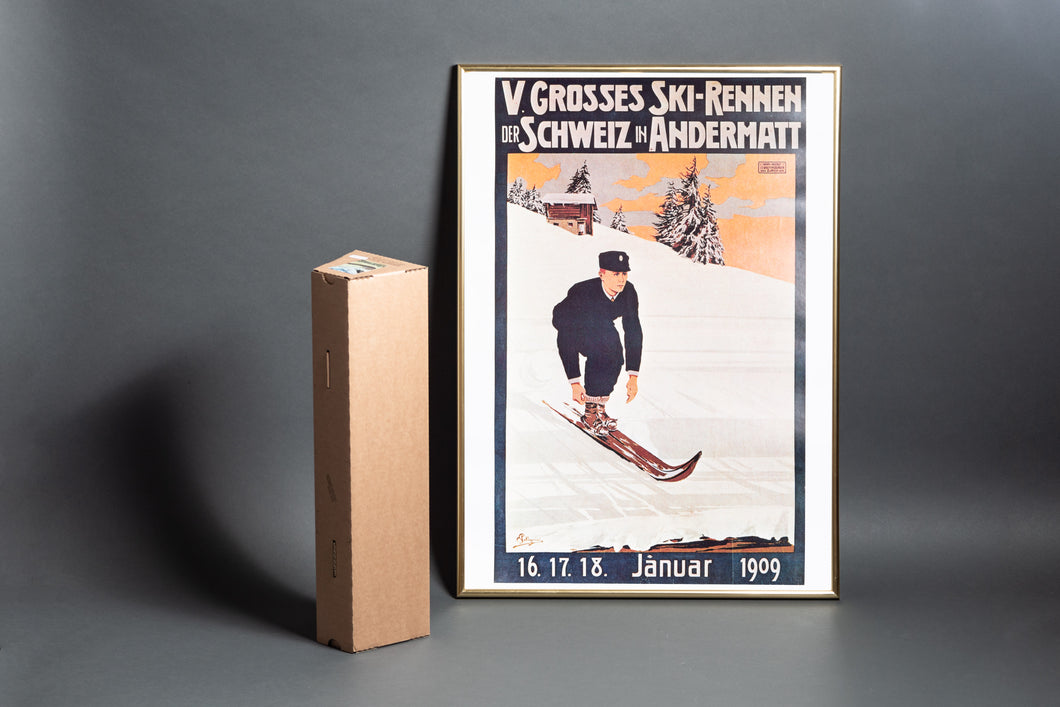 Historisches Plakat Skifahrer klein